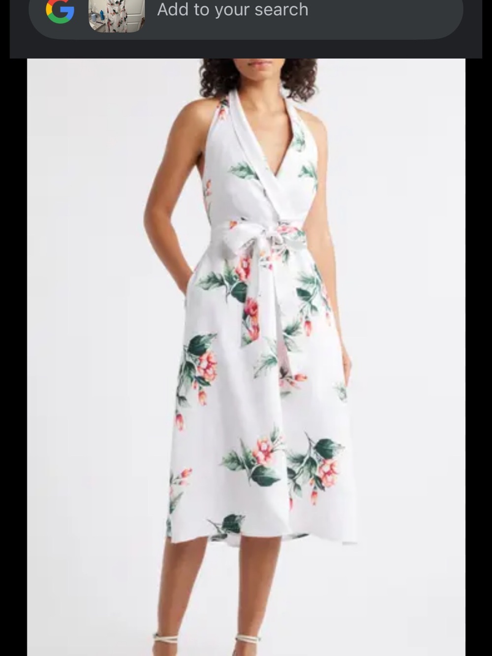 Tommy Bahama White Halter Wrap Midi Dress with Pink Floral Print